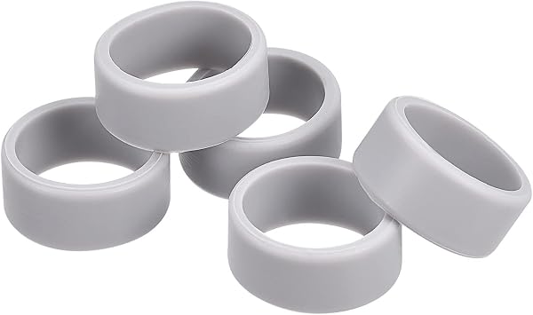 MECCANIXITY Silicone Rubber Bands Rings Non-slip 1 Grey for Wrapping Paper, Cord Wraps, Bundle 5pcs