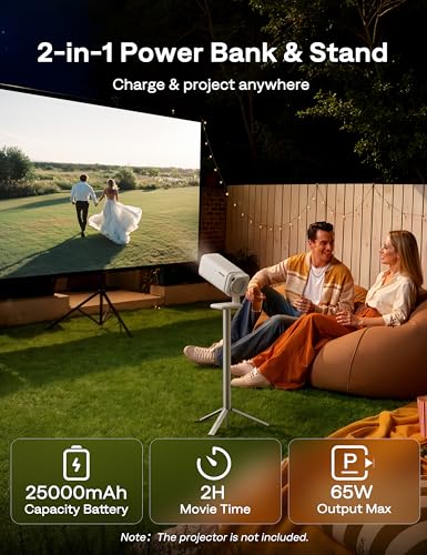 Image of Aurzen PowerBase Stand for Boom Air /D1R air /D1 air and Other Projectors | 2-in-1 Power Bank with 25000 mAh Large Capacity Battery, 2H Playtime, Flexible & Portable for Outdoor, Home, Travel, etc