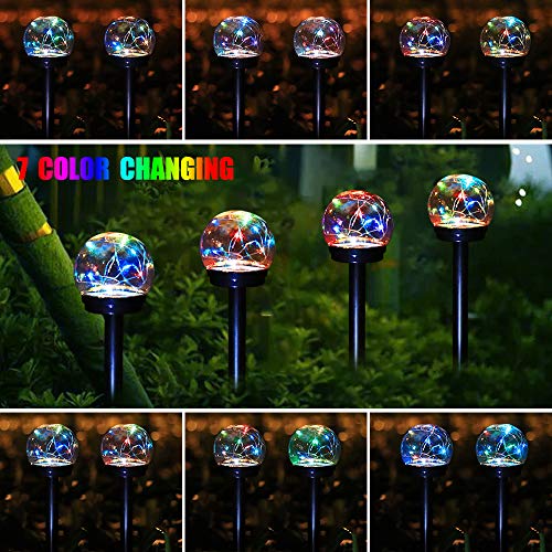 Amwgimi Solar Lights Pathway Outdoor Solar Garde Stake Led Colour Changing Globe Garden Lights Decorative Yard Art Waterproof For Yard Patio Walkway Landscape (4 Pack) #TOP2