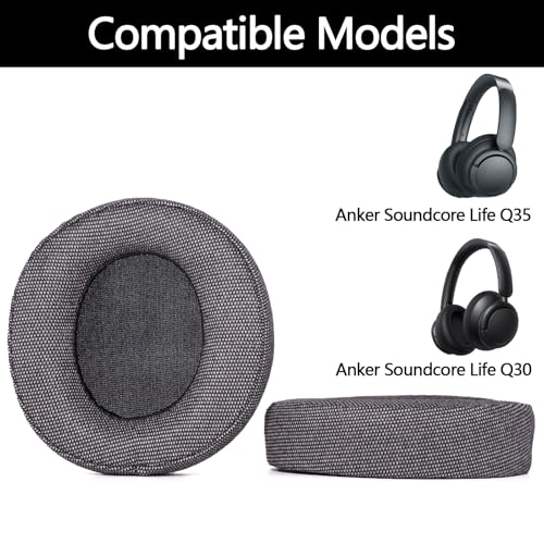 Soundcore Life Q30 Repuestos para Almohadillas de Auriculares, Cojines para Anker Soundcore Life Q30 Q35, Aislantes de Ruido Transpirables y Suaves (Gris Lino Algodón) miniatura 2