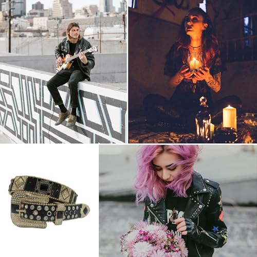 Men Women Rhinestone Belt Western Cowboy Cowgirl Shine Sequin Crystal Diamond Bling Engraved Studded Luxury Strap3