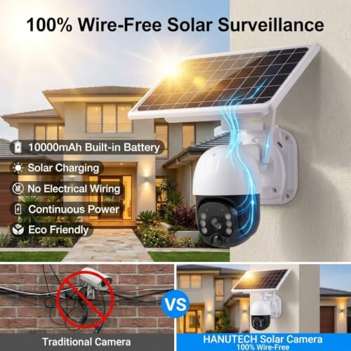 Image of HANUTECH 4G Solar PTZ Camera with 4G Surveillance and Security Features Includes Night Vision, PIR Detection and 4MP Fixed Lens with 5X Hybrid Zoom-1 Year Warranty