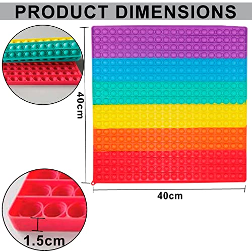 Image of Storite Pop It 400 Bubbles, Big Rainbow 400 Bubbles Popular Stress Relieving Fidget Toy Game for Kids & Adult, Autism Special Needs Stress Reliever & Anxiety Relief Toy (Rainbow, 40X40 CM)