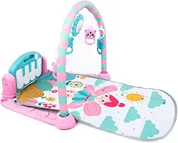 Tapete De Atividades Para Bebê Com Piano Musical E Móbile | Ginásio Infantil Estampa Fada Colorido | Estimula Desenvolvimento Motor E Sensorial