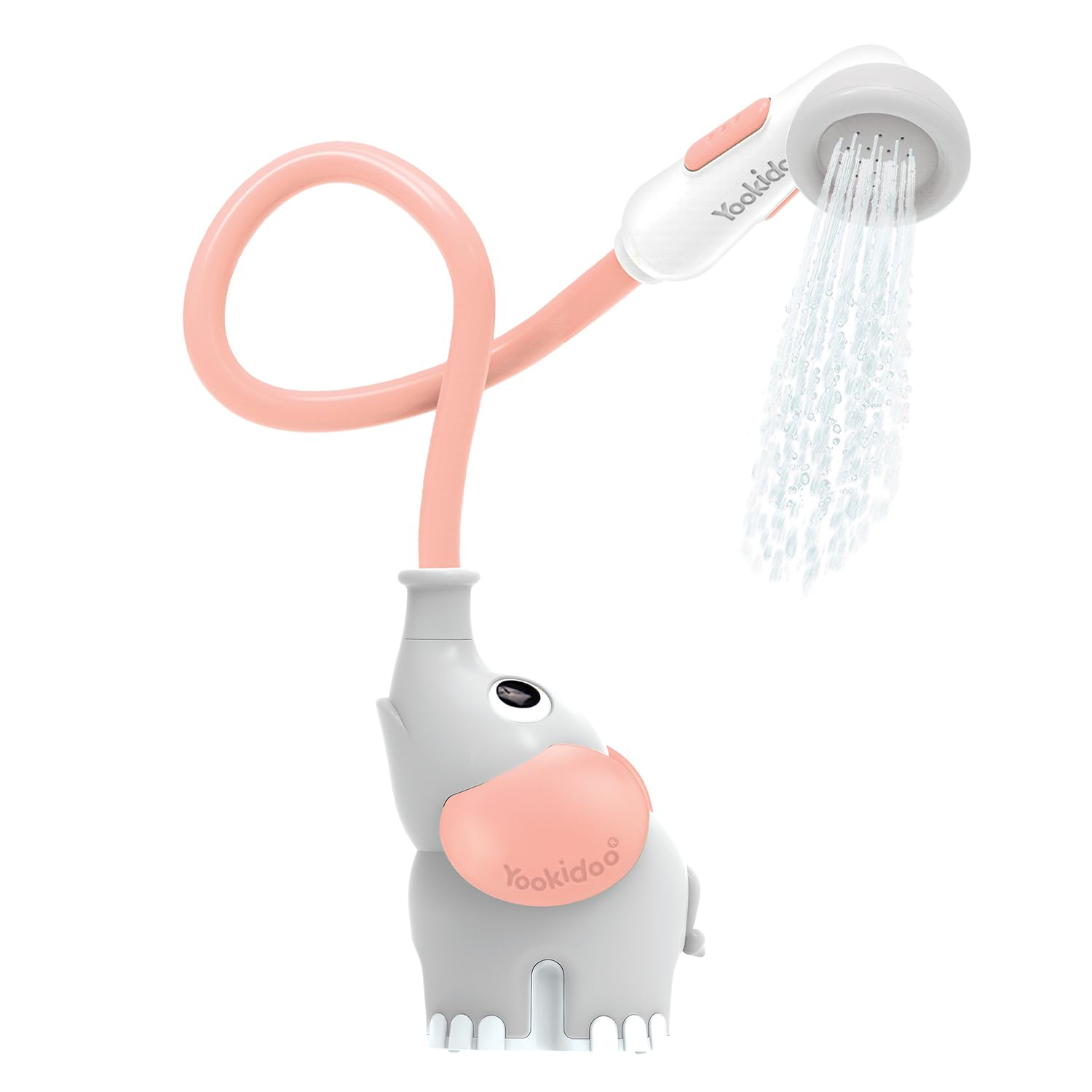 Yookidoo Baby Bath Shower Head - Elephant Bath Toy and Trunk Spout Rinser - for Newborn Babies in Tub Or Sink (Pink)