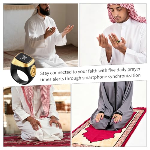 Image of TreasureCave IQibla Smart Zikr Ring, Smart Ring Counter Waterproof Digital Counter & Vibration Reminder, Unisex Azan Alarm Clock Finger Counter for Muslims(20mm Green)