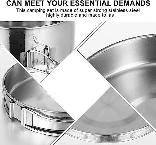 Kit Panelas Cozinha Camping Pesca Aço inox 8 Peças Pegador