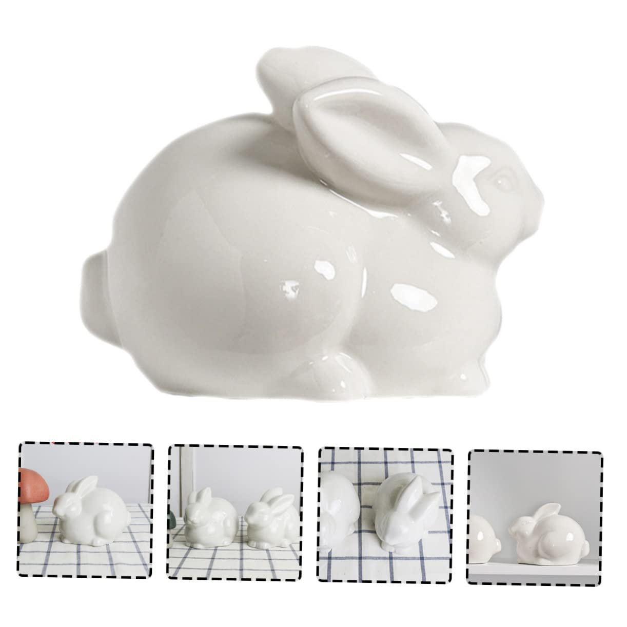 YARNOW Coniglio in Porcellana Bianco per Decorazione Casa e Festa, Statuetta Decorativa Realistica e Delicata per Giardino e Tavoli
