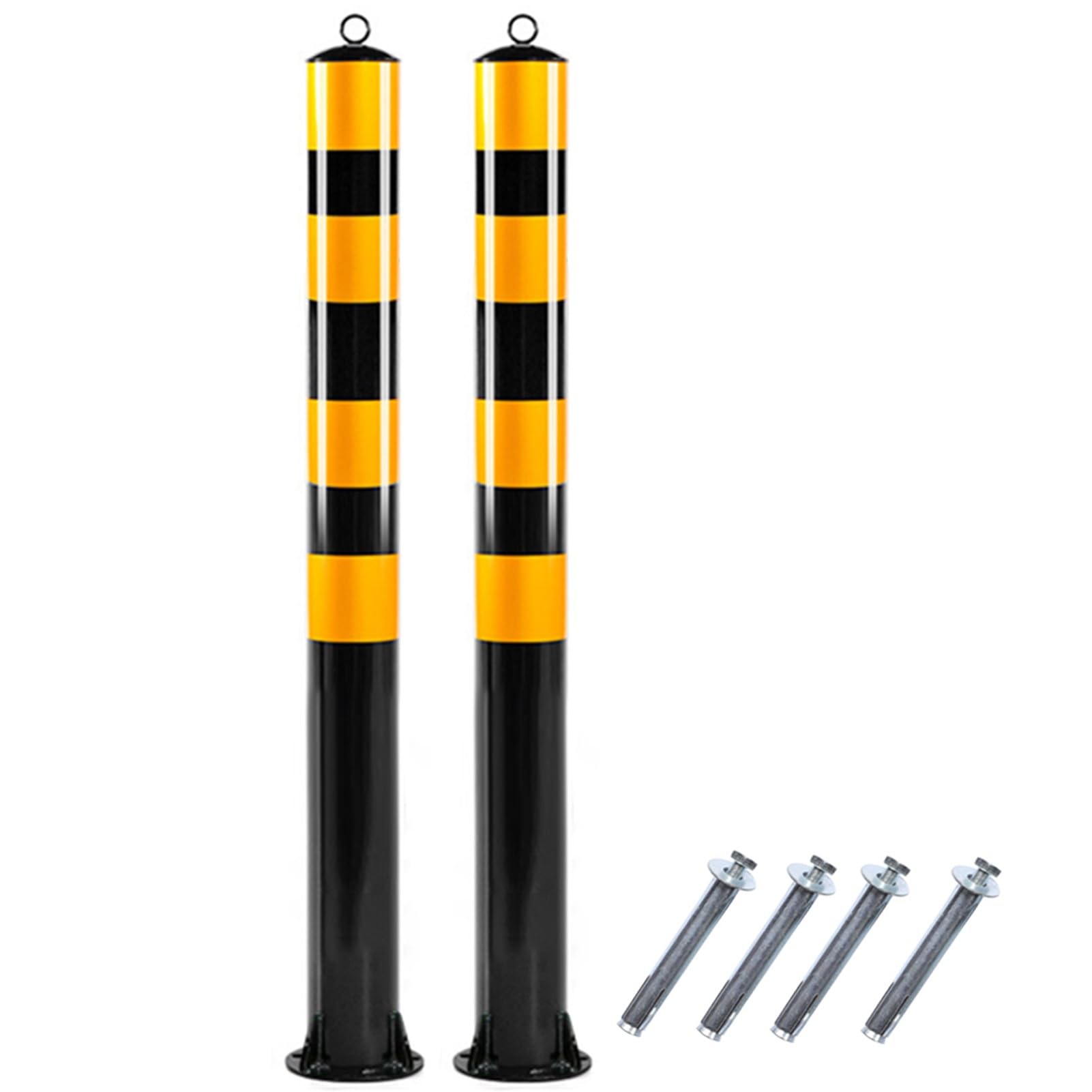 Paletti Segnalazione 4 Pezzi Con Catena - Barriere Stradali 285x285mm Base Riempibile