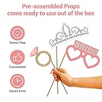 Fully Assembled Wedding Photo Booth Props - Set of 40 - Gold, Pink, Teal, & Silver Selfie Signs - Wedding Party Supplies & Decorations - Cute Designs with Real Glitter - Did We Mention No DIY - Image 2