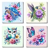 Canrichshop 4 Pack Framed Paint by Numbers Kit for Adults Beginner & Ages Over 12,Animals Paint by Number...