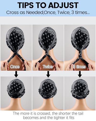Image of Ababalaya Upgraded Satin Lined Halo Turban Durag for Men &Women Sleeping Bonnet PRE-Tied Headwraps for Hair Loss