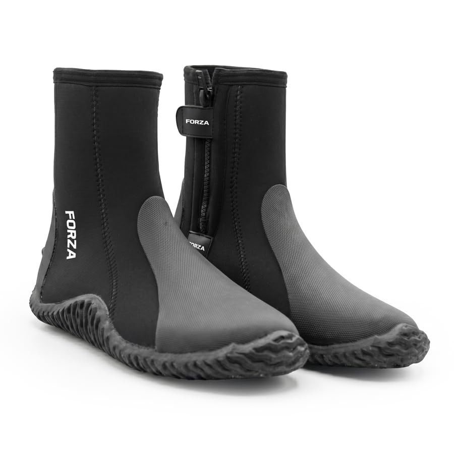 FORZA Wetsuit Boots – 5mm Neoprene Water Sports Boots for Surfing, Paddle Boarding & Swimming – Anti-Slip Sole, Reinforced Toe & Heel Protection – Unisex (UK 12)