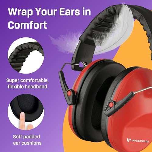 Image of Kids Noise Canceling Headphones - 31 dB (2K Hz) - Ear Protection Earmuffs | Vanderfields' earmuffs protect child's hearing with certified noise-cancellation, soft ear cushions, and adjustable headband