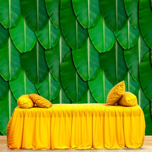 Image of Party Propz Banana Leaf Backdrop Decorations - 1Pc(8ft*5ft) Ganpati Decoration Setup for Home, Varalakshmi Pooja Decoration Items, Krishna Janmashtami Decorations, Haldi Decor, Annaprasana Decor