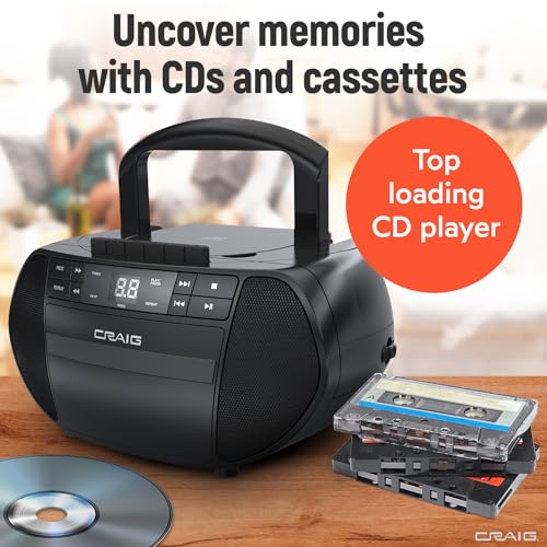 image for Craig Portable Top-Loading CD Boombox with AM/FM Stereo Radio and Cass