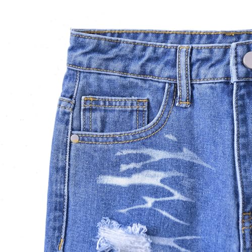 Boy's Skinny Fit Denim Pant Streetwear Retro Distressed Zipper Jeans with Pockets Hip Hop Clothes Comfy Stretch Trouser 5-14Y 5