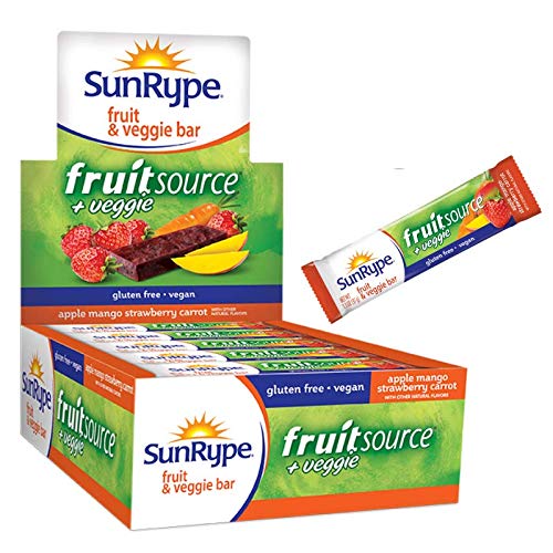 SunRype Fruit Bar, Apple + Mango Strawberry Carrot Fruitsource (Case of 25 Bars)