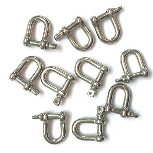 jingyi Stainless Steel Mini D Shaped Bow Shackle, 3mm, Silver Color,for Paracord Jewelry, Marine Tackle-10 Pcs
