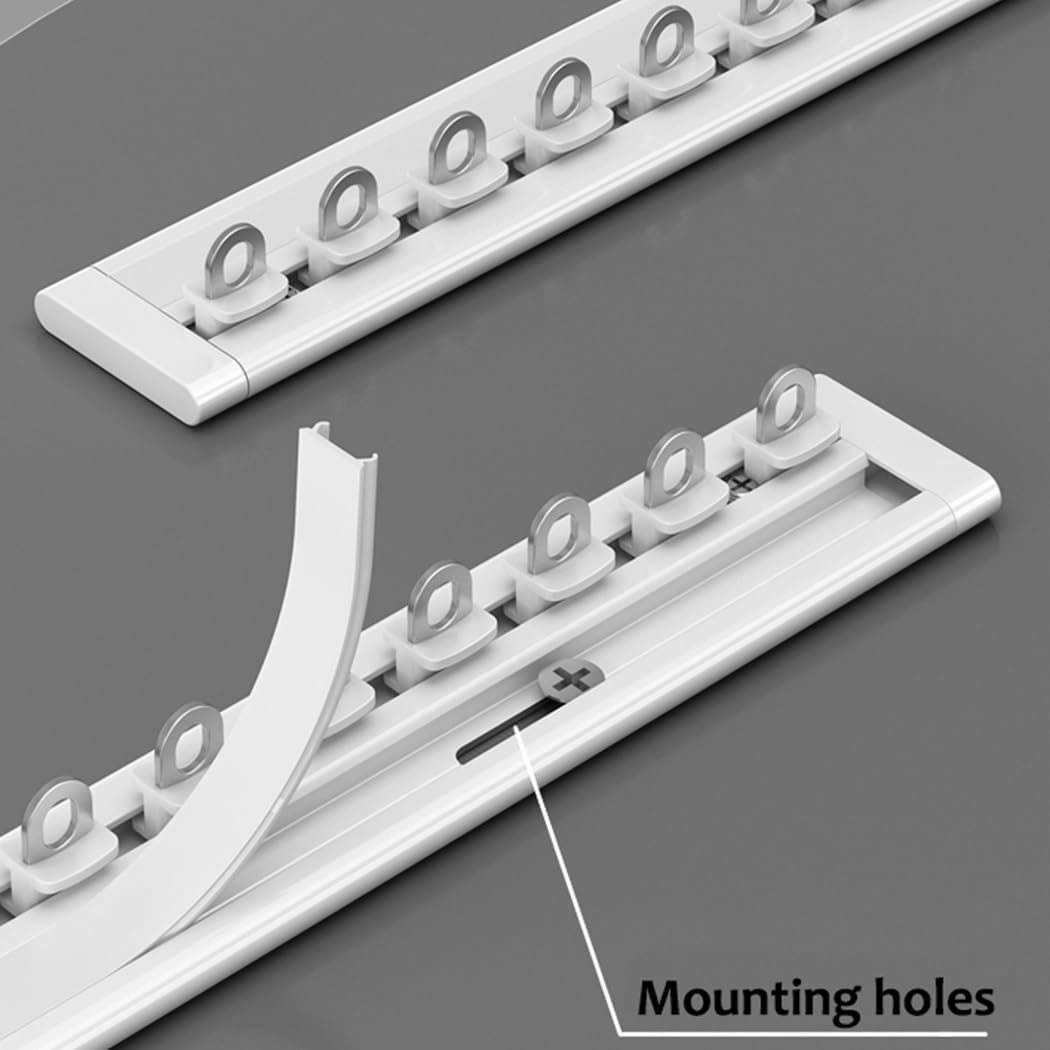 Ultra-Thin Aluminum Ceiling Curtain Track System with Silent Rollers, 6.0FT White Curtain Rails for Room Dividers and Drapes, Easy Mounting and Smooth Operation