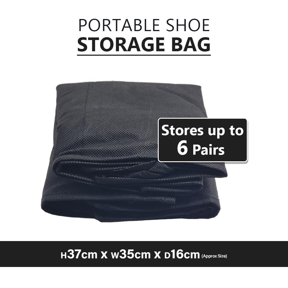 Borsa porta scarpe portatile, organizer da viaggio per fino a 6 paia di scarpe, pieghevole, in poliestere, 37 x 35 x 16 cm