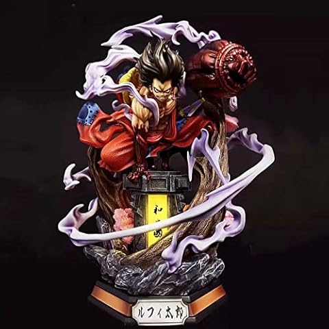 Hewufo One Piece Wano Country Snake Man Luffy Scene Figures Glowing Statue Japanese Cartoon Character Figures Ornament Cover