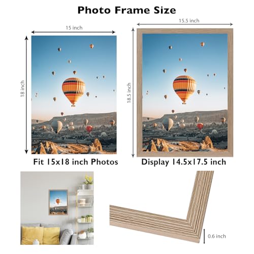 Image of JCJMY 15x18 Picture Frame Rustic Brown for Poster Photo Picture, Horizontal and Vertical Formats for Wall Hanging, 15 x 18 Wall Gallery Poster Photo Frame for 15 by 18 Photos Posters, Rustic Brown