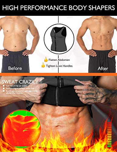 Image of NonEcho Men Sauna Sweat Vest Weight Loss Waist Trainer Vest Neoprene Tank Top Shapewear Slimming Shirt Workout Suit
