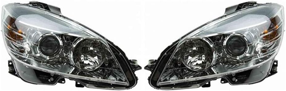 CarLights360: For Mercedes-Benz C300 Headlight 2008 2009 2010 2011 Pair Driver and Passenger Side Chrome CAPA Certified For MB2502163 | MB2503163