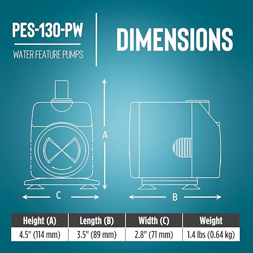 Image of Little Giant PES-130-PW 115-Volt, 130 GPH Magnetic Drive Fountain /Pond Pump with 6-Ft. Cord, Black, 566716