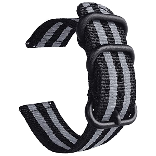 Bracelet montre nylon 18mm uEmoh noir cendré résistant pour remplacer un bracelet usé