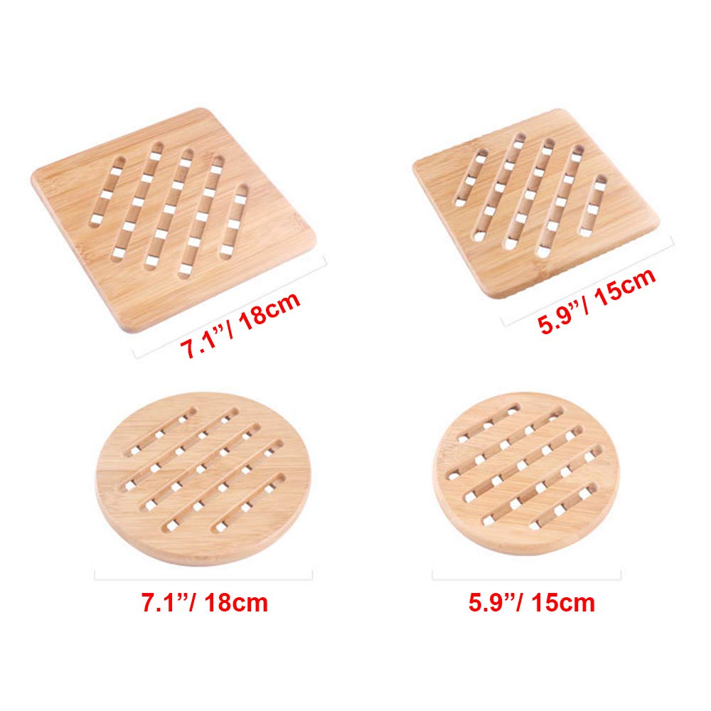 Set Di 5 Sottopentola In Bambù Resistenti Al Calore Per Piatti Caldi Pentole Ciotole E Teiere Dimensioni 15 Cm 91859741