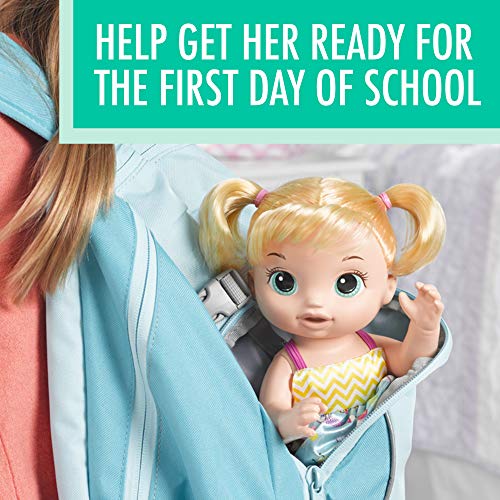 Baby Alive - B7223 - Ready for School Blonde Babypuppe mit Outfit - Hasbro - Buch - Bürste – Bild 3