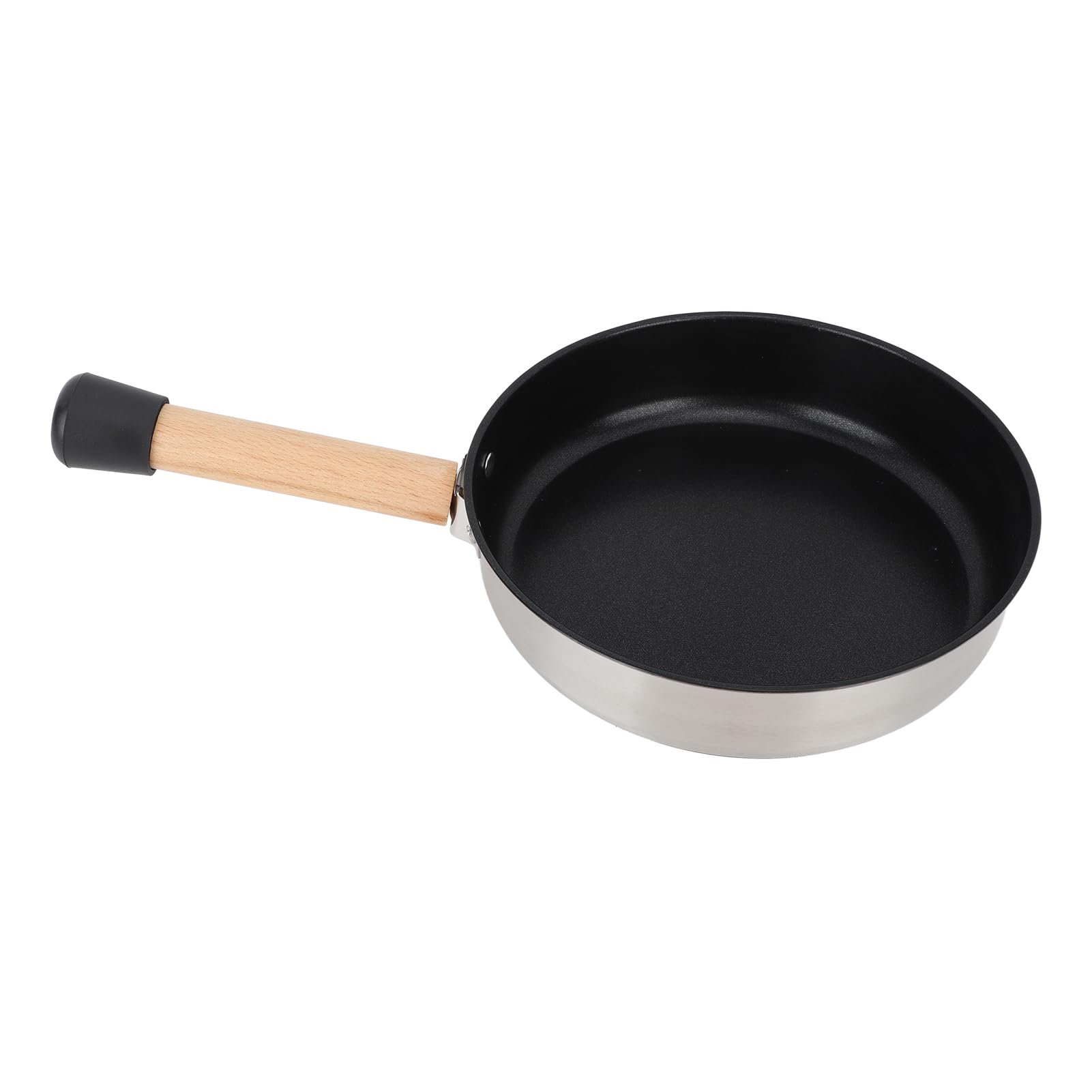 Sartén Antiadherente de Acero Inoxidable 304 con Mango de Madera Portátil y Bolsa de Almacenamiento, Sartén para Fogón para Camping y Picnic
