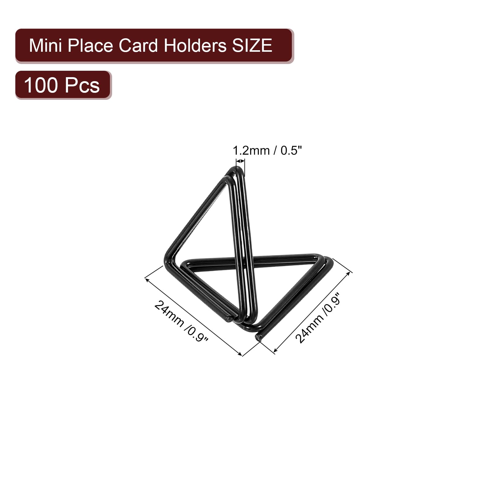 QUARKZMAN 100pz Porta Numeri Tavolo a Forma di Triangolo Mini Porta Carte Portafoto in Acciaio al Carbonio per Centrotavola Ricevimenti di Nozze Feste Banchetti, Nero