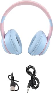 Fabater Wireless BT 5.3 Headphones with Microphone for Gaming, LED Light, 18H Playtime, Foldable Design for Kids Teens Boys Girls, Wired and Wireless Headset for Phones Tablets PC Laptop (Blue)