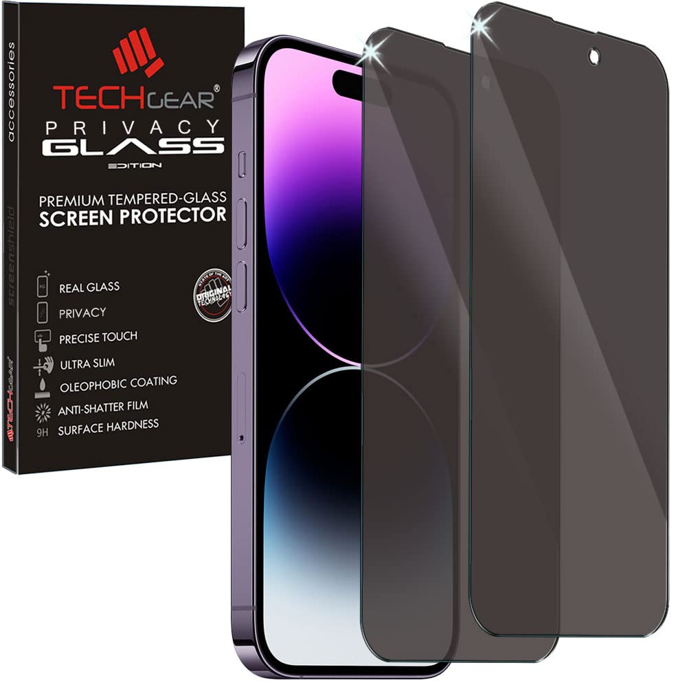 [2 Pack] Anti Spy Screen Protectors Compatible with Apple iPhone 14 Pro Max - PRIVACY Filter GLASS Edition Genuine Tempered Protector Guard Cover