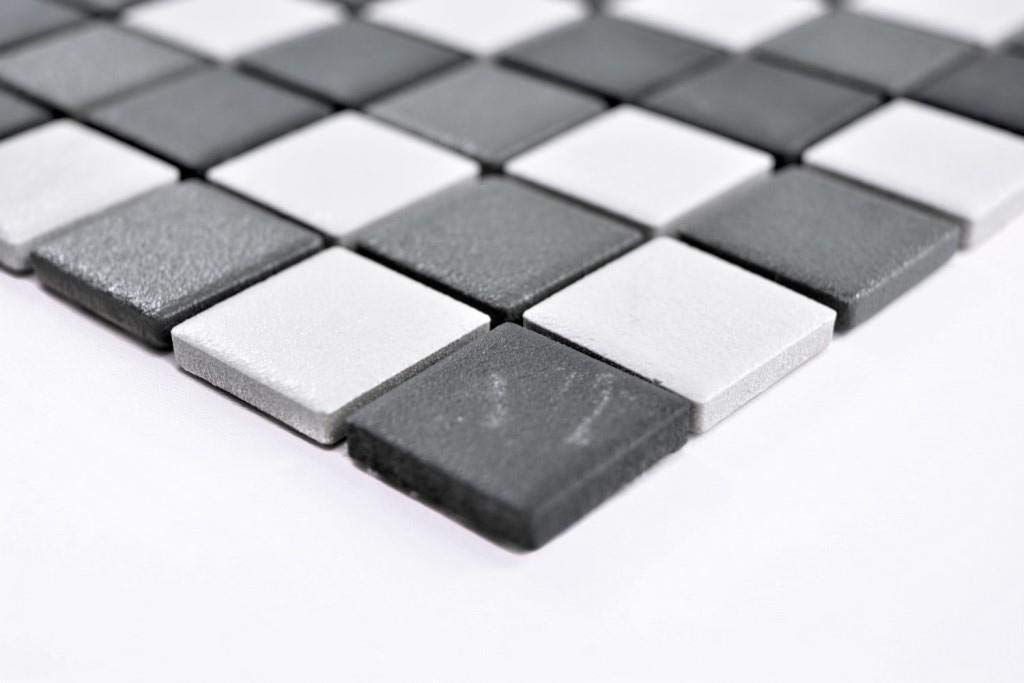 Mosaico de cerámica, azulejos de mosaico, azulejos de cerámica, azulejos de mosaico, color blanco y negro, de metal, azulejos para el suelo del baño, bañera, plato de ducha, 10 alfombrillas de mosaico