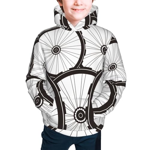 Bicycle Wheel Pattern Kids Pullover Hoodies Boys Sweatshirts Girls Athletic Clothes with Pocket2