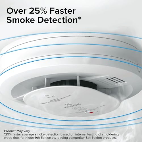 Image of Kidde Smart Smoke and Carbon Monoxide Detector, Ring App Enabled for Real-Time Notifications, Wire-Free Interconnectivity, AA Battery Powered