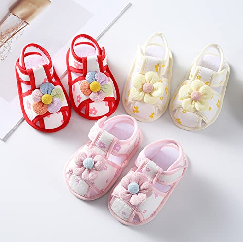 Infant Baby Girls Boys Shoes Toddler Flower Sandals First Walkers Prewalkers Anti-Slip Flat Princess (Yellow, 12 Infant)2