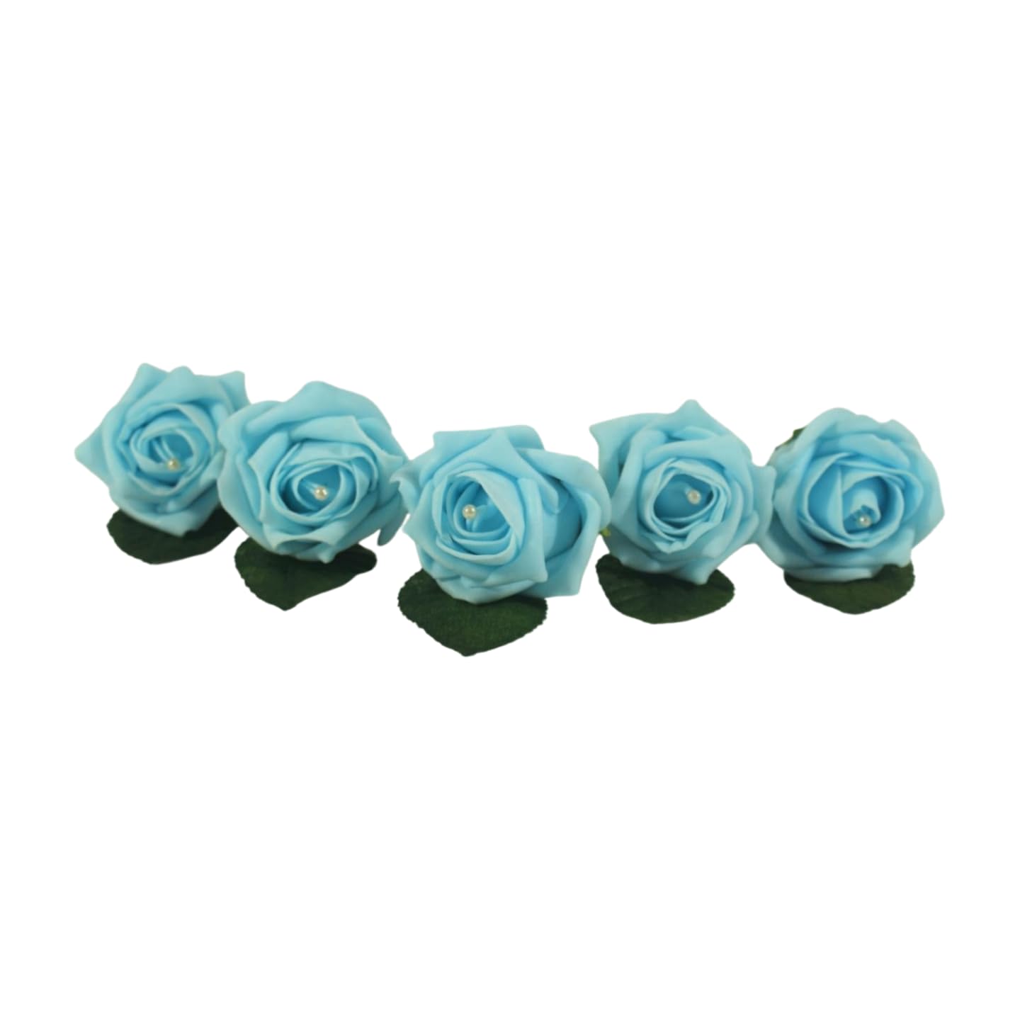 Shimmer-hj 5 Aqua Handmade Rose Buttonholes with Pearl - Artificial Flower Boutonniere & Corsage for Weddings, Proms, Bride, Groom, Bridesmaid & Guests โ image 1