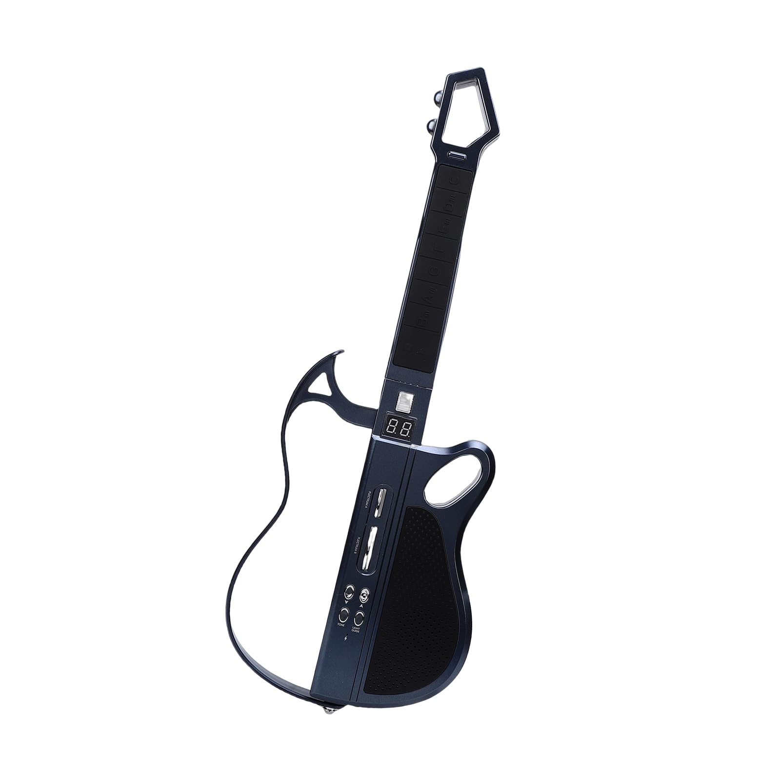 Tissting Guitarra Eléctrica Plegable Sin Cuerdas con Luz LED Y 7 Sonidos - Guitarra Juguete Musical Recargable con Ritmos Y Correa para Niños Y Familias (Negro)