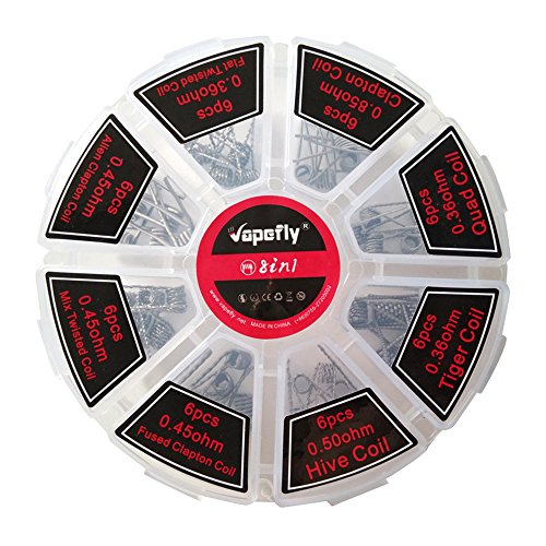 8 en 1/48 bobines pré assemblées Sélection de 8 Styles Clapton/6 de chaque Style Coil /Idéal pour RDA, RBA, Rdta