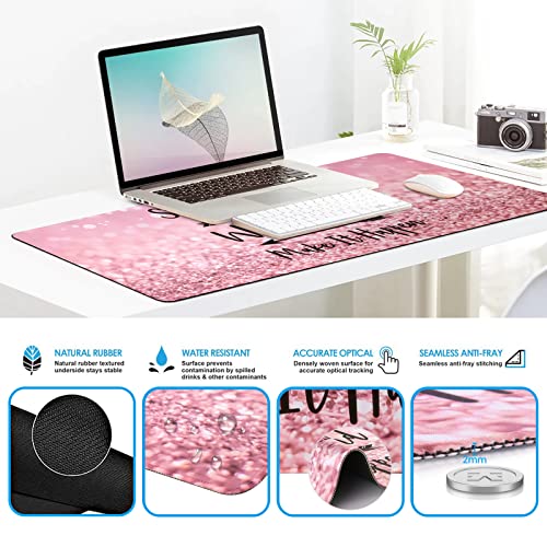 Icasso Desk Mat, Gaming Mouse Pad Wrist Support Set,4In1 Xxl Large Mousepad + Keyboard Wrist Rest+Mouse Wrist Rest+Coaster Set With Ergonomic Design For Home Office Table Computer-Pink Stay Positive #TOP5