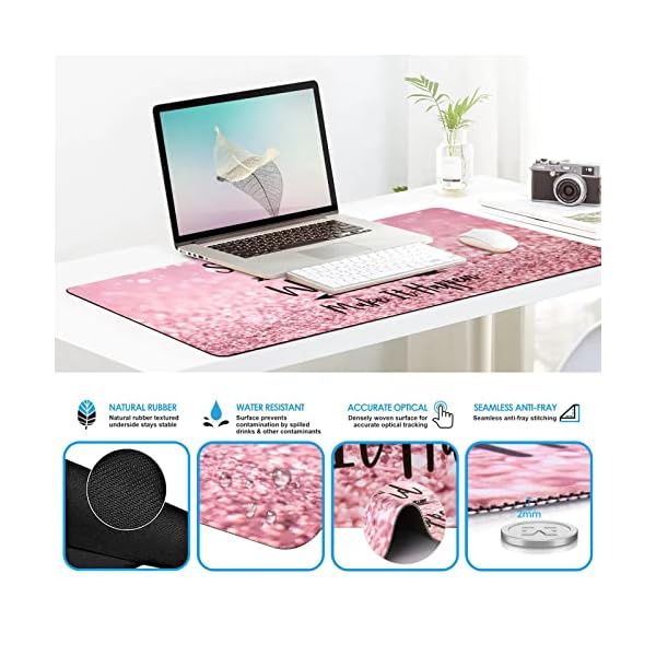 iCasso Mouse Pad,Massive Pink Desk Mat, 4in1 XXL Mousepad + Keyboard Wrist Relaxation+Mouse Wrist Relaxation+Coaster Set with Ergonomic Desk Pad for Residence Workplace Desk Pc-Pink Keep Constructive - Image 7