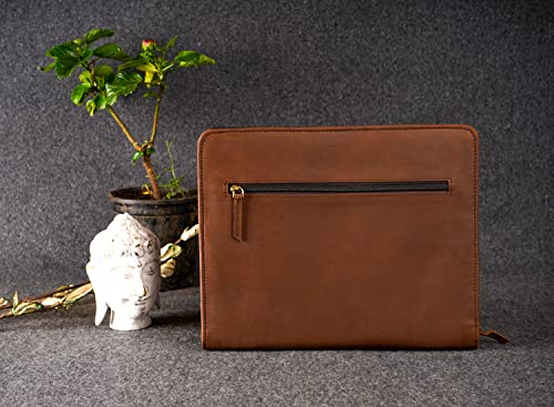 The Leather Warehouse Handmade Office Folder Multipurpose Cow Leather Padfolio/Resume Portfolio Folder - Interview/Legal Document Organizer & Business Card Holder For Men & Women (Black And Brown) #TOP4