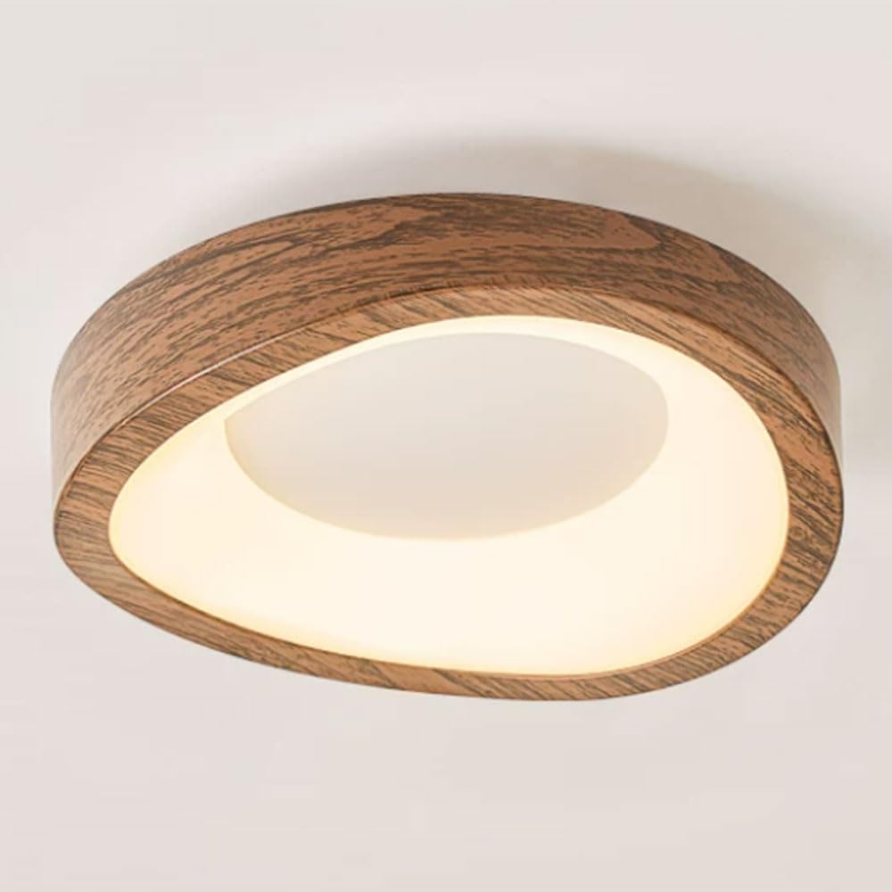 LYMSXAZOU LED Ceiling Light, Flush Mount Light Fixture for Nursery with Acrylic Shade Wood Grain Small Lamp Entryway Dimmable Fixtures Kitchen, Hallway, Entryway, Cafe, Bedroom