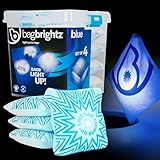 Brightz BagBrightz LED Cornhole Bags, 4-Pack - Light Up Cornhole Bean Bags for Cornhole Board Lights - Glow in The Dark Cornhole Bag Features for Cornhole Lights LED Light Kit Backyard Game (Blue)