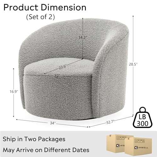 Sillón giratorio redondo en boucle negro blanco miniatura 2